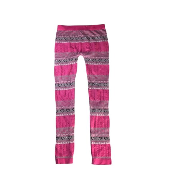 One Step Up Girls Pink & Gray Heart Pattern Leggings One Size (7-16) Nylon Blend - Picture 2 of 11